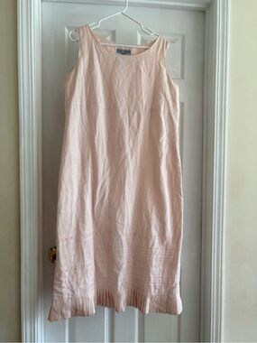 Jessica Howard Blush Pink Midi Eyelet Pleated Hem Dress